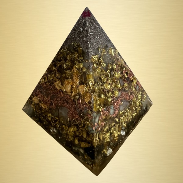 Ruby Gold Pyramid Orgonite